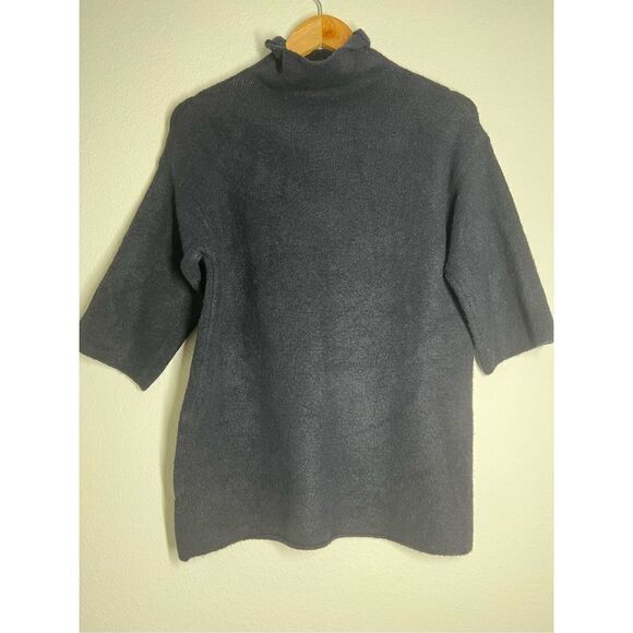 Zara Knit  Melange Knitted Turtleneck Top Black Size S Turtleneck - Picture 2 of 9